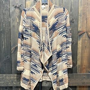 Lucky Brand Southwestern Aztec Cardigan S Open Drapey Boho Lounge Brown